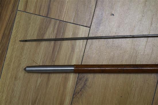 An early 20th century malacca and stag horn handled sword stick
